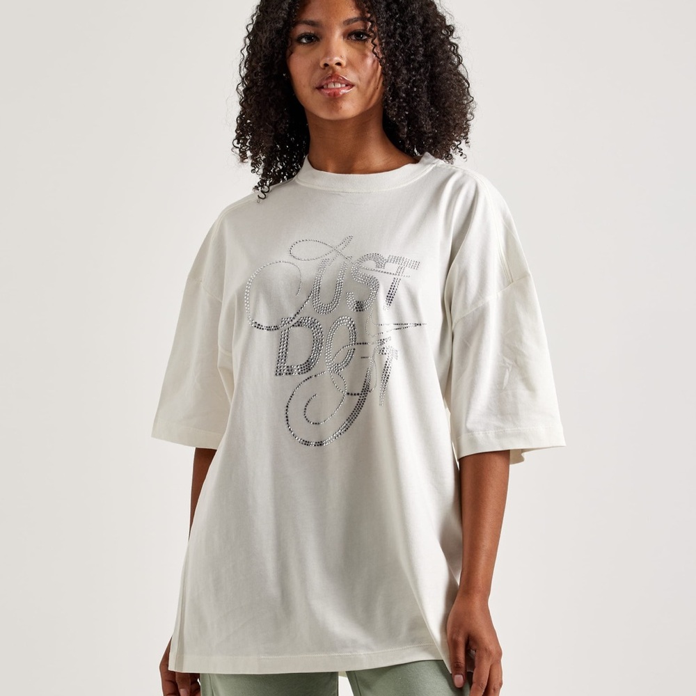 Off white Nike oversized bling‎ rhinestone just do it tee large